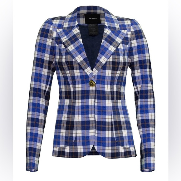 Smythe Patch Pocket Duchess Blazer Blue Plaid - Picture 2 of 5